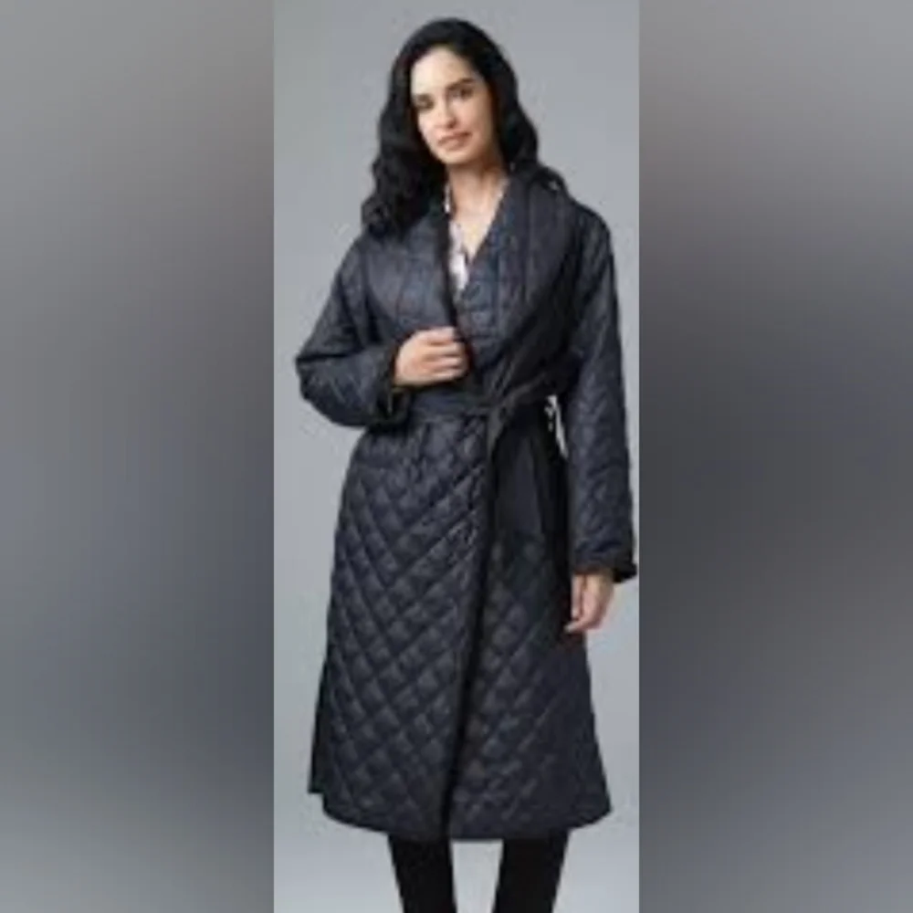 Etcetera Long Quilted Diamond Coat Size Large